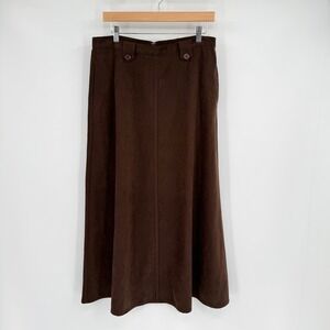 Christopher & Banks Dark Brown Faux Suede Straight Midi Skirt Women's Sz 10